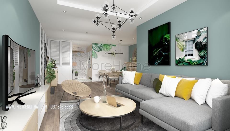 Thiết kế nội thất phòng khách chung cư goldmark city hồ tùng mậu